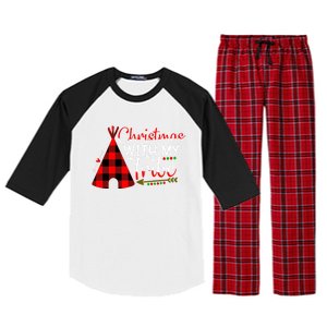 Christmas With My Tribe Red Plaid Family Matching Outfit Gift Raglan Sleeve Pajama Set