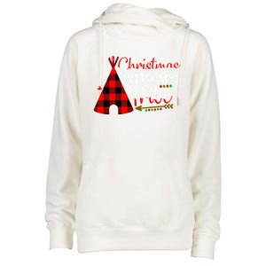 Christmas With My Tribe Red Plaid Family Matching Outfit Gift Womens Funnel Neck Pullover Hood