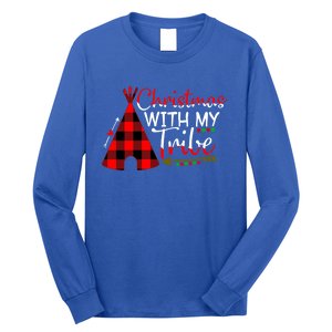 Christmas With My Tribe Red Plaid Family Matching Outfit Gift Long Sleeve Shirt