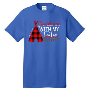 Christmas With My Tribe Red Plaid Family Matching Outfit Gift Tall T-Shirt