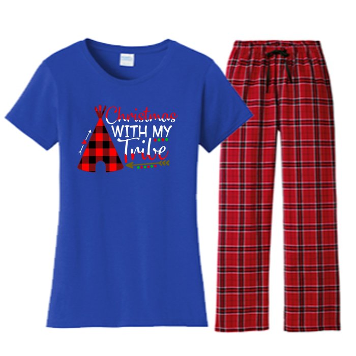 Christmas With My Tribe Red Plaid Family Matching Outfit Gift Women's Flannel Pajama Set