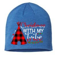 Christmas With My Tribe Red Plaid Family Matching Outfit Gift Sustainable Beanie