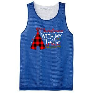 Christmas With My Tribe Red Plaid Family Matching Outfit Gift Mesh Reversible Basketball Jersey Tank