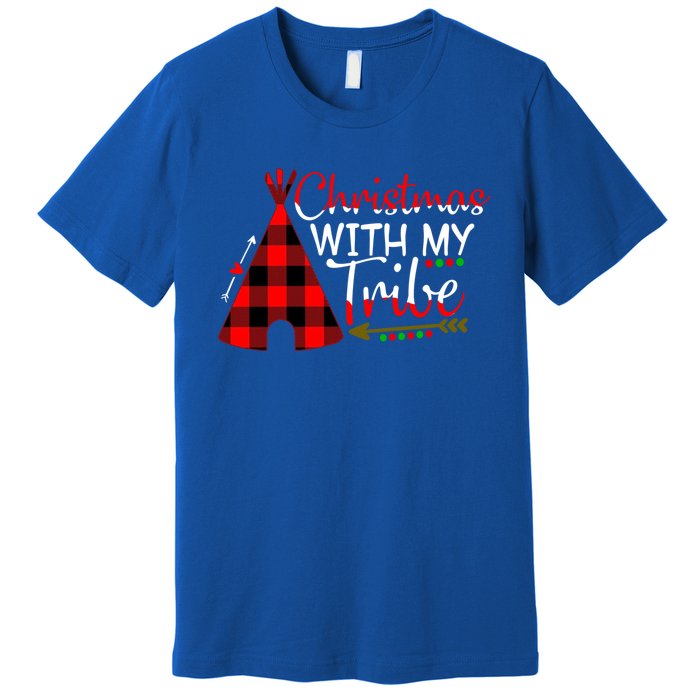 Christmas With My Tribe Red Plaid Family Matching Outfit Gift Premium T-Shirt