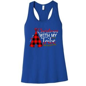 Christmas With My Tribe Red Plaid Family Matching Outfit Gift Women's Racerback Tank