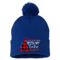 Christmas With My Tribe Red Plaid Family Matching Outfit Gift Pom Pom 12in Knit Beanie