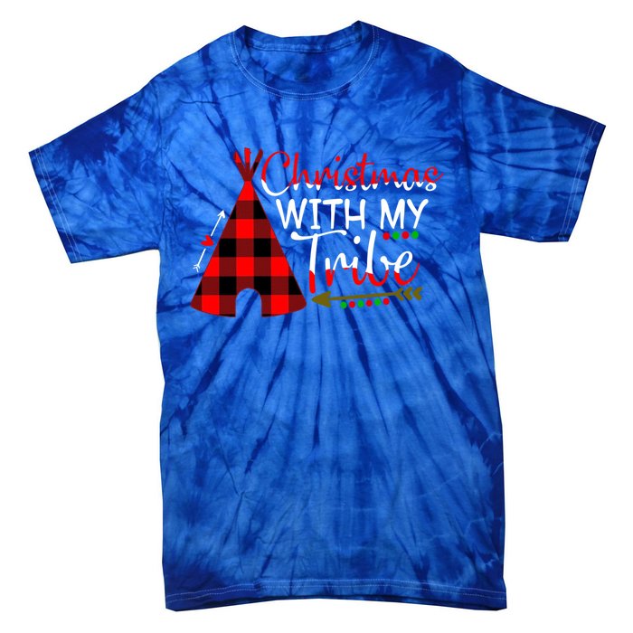 Christmas With My Tribe Red Plaid Family Matching Outfit Gift Tie-Dye T-Shirt