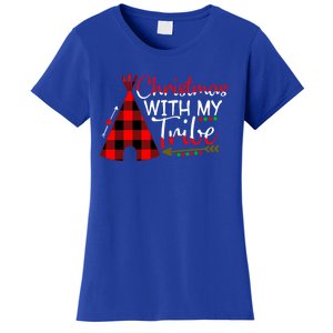 Christmas With My Tribe Red Plaid Family Matching Outfit Gift Women's T-Shirt