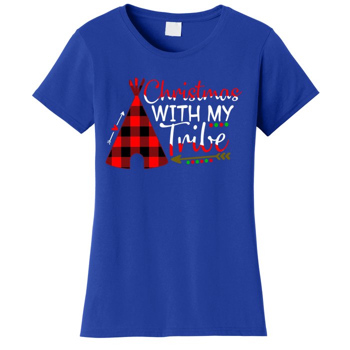 Christmas With My Tribe Red Plaid Family Matching Outfit Gift Women's T-Shirt