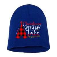 Christmas With My Tribe Red Plaid Family Matching Outfit Gift Short Acrylic Beanie