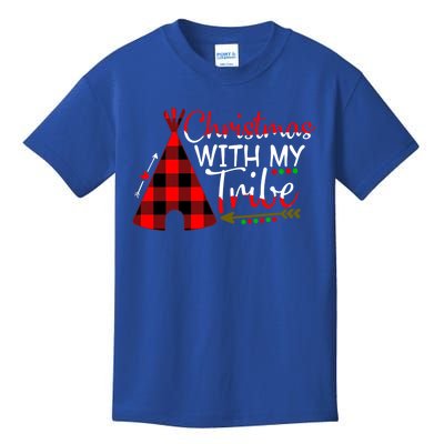 Christmas With My Tribe Red Plaid Family Matching Outfit Gift Kids T-Shirt