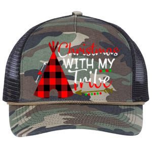 Christmas With My Tribe Red Plaid Family Matching Outfit Gift Retro Rope Trucker Hat Cap