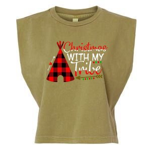 Christmas With My Tribe Red Plaid Family Matching Outfit Gift Garment-Dyed Women's Muscle Tee