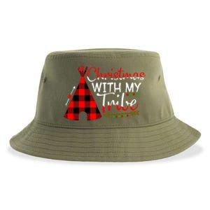 Christmas With My Tribe Red Plaid Family Matching Outfit Gift Sustainable Bucket Hat