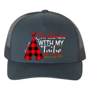 Christmas With My Tribe Red Plaid Family Matching Outfit Gift Yupoong Adult 5-Panel Trucker Hat