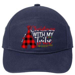 Christmas With My Tribe Red Plaid Family Matching Outfit Gift 7-Panel Snapback Hat