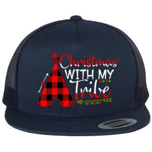 Christmas With My Tribe Red Plaid Family Matching Outfit Gift Flat Bill Trucker Hat