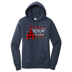 Christmas With My Tribe Red Plaid Family Matching Outfit Gift Women's Pullover Hoodie