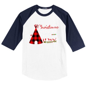 Christmas With My Tribe Red Plaid Family Matching Outfit Gift Baseball Sleeve Shirt