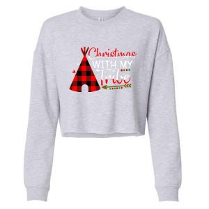 Christmas With My Tribe Red Plaid Family Matching Outfit Gift Cropped Pullover Crew