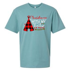 Christmas With My Tribe Red Plaid Family Matching Outfit Gift Sueded Cloud Jersey T-Shirt