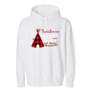 Christmas With My Tribe Red Plaid Family Matching Outfit Gift Garment-Dyed Fleece Hoodie