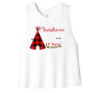 Christmas With My Tribe Red Plaid Family Matching Outfit Gift Women's Racerback Cropped Tank