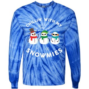 Chillin With My Snowmies Cute Snow Ugly Christmas Sweater Gift Tie-Dye Long Sleeve Shirt