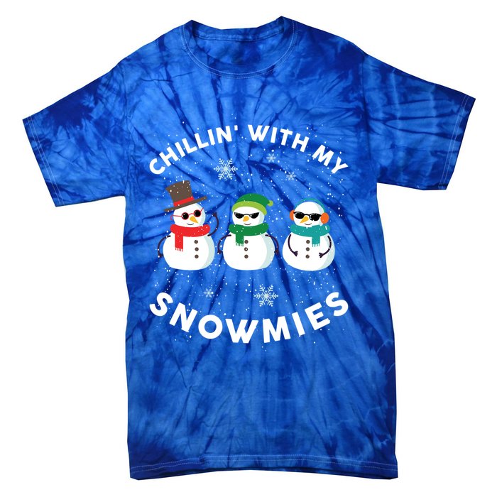 Chillin With My Snowmies Cute Snow Ugly Christmas Sweater Gift Tie-Dye T-Shirt