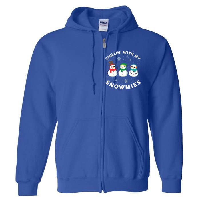 Chillin With My Snowmies Cute Snow Ugly Christmas Sweater Gift Full Zip Hoodie