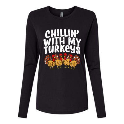 Chillin With My Turkeys Womens Cotton Relaxed Long Sleeve T-Shirt