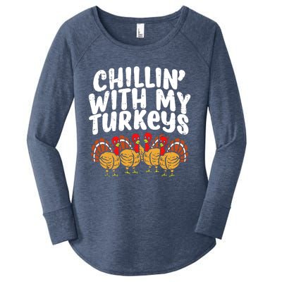 Chillin With My Turkeys Women's Perfect Tri Tunic Long Sleeve Shirt