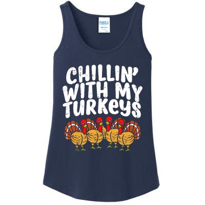 Chillin With My Turkeys Ladies Essential Tank