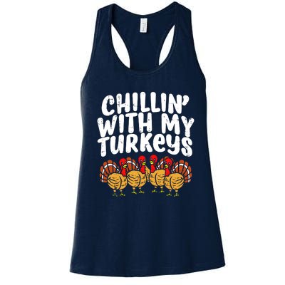 Chillin With My Turkeys Women's Racerback Tank