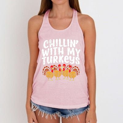 Chillin With My Turkeys Women's Knotted Racerback Tank