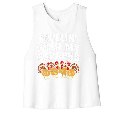 Chillin With My Turkeys Women's Racerback Cropped Tank