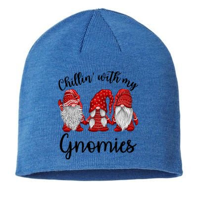 Chillin With My Gnomies Red Buffalo Plaid Gnome Christmas Great Gift Sustainable Beanie