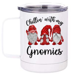 Chillin With My Gnomies Red Buffalo Plaid Gnome Christmas Great Gift 12 oz Stainless Steel Tumbler Cup