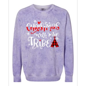 Christmas With My Tribe Red Plaid Family Matching Outfit Gift Colorblast Crewneck Sweatshirt