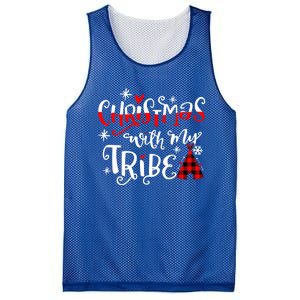 Christmas With My Tribe Red Plaid Family Matching Outfit Gift Mesh Reversible Basketball Jersey Tank