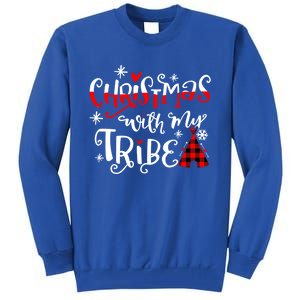 Christmas With My Tribe Red Plaid Family Matching Outfit Gift Tall Sweatshirt