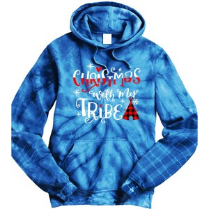 Christmas With My Tribe Red Plaid Family Matching Outfit Gift Tie Dye Hoodie