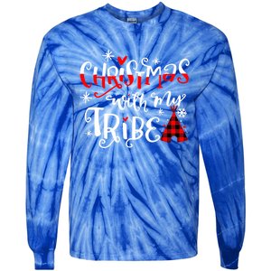 Christmas With My Tribe Red Plaid Family Matching Outfit Gift Tie-Dye Long Sleeve Shirt