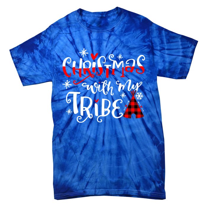 Christmas With My Tribe Red Plaid Family Matching Outfit Gift Tie-Dye T-Shirt