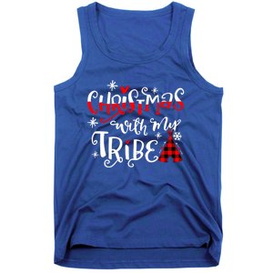 Christmas With My Tribe Red Plaid Family Matching Outfit Gift Tank Top