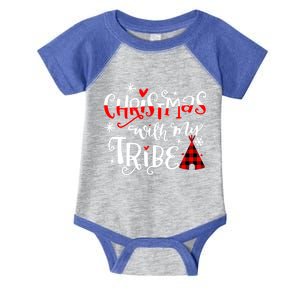 Christmas With My Tribe Red Plaid Family Matching Outfit Gift Infant Baby Jersey Bodysuit