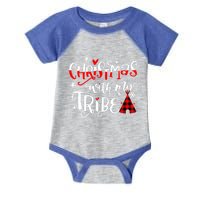 Christmas With My Tribe Red Plaid Family Matching Outfit Gift Infant Baby Jersey Bodysuit