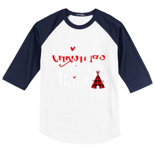 Christmas With My Tribe Red Plaid Family Matching Outfit Gift Baseball Sleeve Shirt