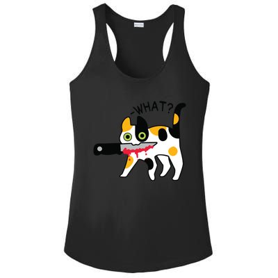 Cat What Murderous Calico Cat With Knife Halloween Costume Ladies PosiCharge Competitor Racerback Tank