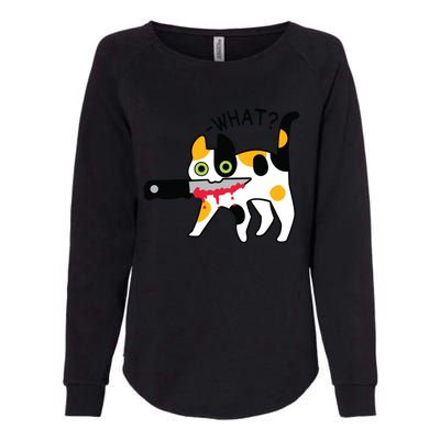 Cat What Murderous Calico Cat With Knife Halloween Costume Womens California Wash Sweatshirt